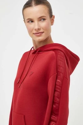 Guess bluza BRENDA damska kolor czerwony z kapturem z nadrukiem V2YQ18 K7UW2