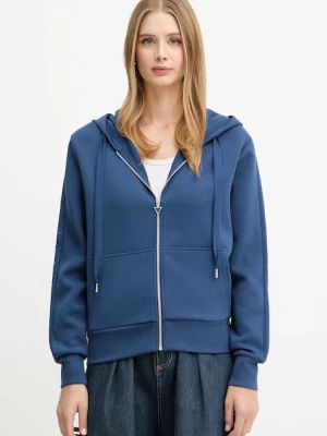 Guess bluza damska kolor niebieski z kapturem z aplikacją W5YQ05 KBYE2