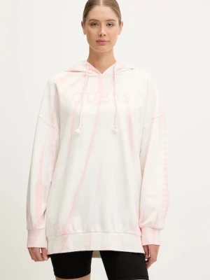 Guess bluza damska kolor różowy z kapturem wzorzysta V5GQ16 KCRQ0