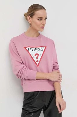 Guess bluza damska kolor różowy z nadrukiem W2YQ16 KBA10