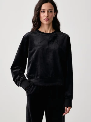 Guess bluza damska welurowa LOREN czarny