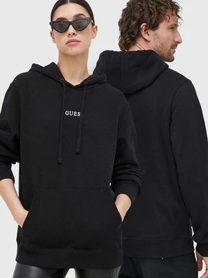 Guess bluza ES ROY kolor czarny z kapturem z nadrukiem M2BQ50 K9YH1