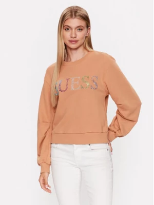 Guess Bluza Logo W3GQ09 KBK32 Brązowy Relaxed Fit