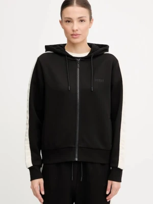 Guess bluza MARYELLA damska kolor czarny z kapturem gładka V5YQ00 KB3P2