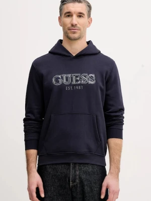 Guess bluza męska kolor granatowy z kapturem gładka M5BQ36 K9Z21