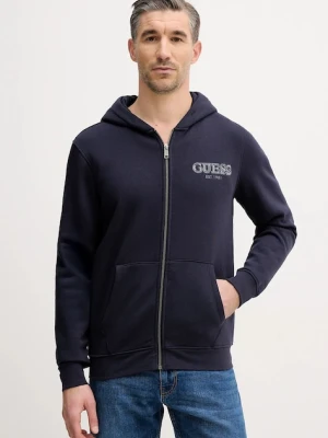 Guess bluza męska kolor granatowy z kapturem z aplikacją M5BQ48 K9Z21