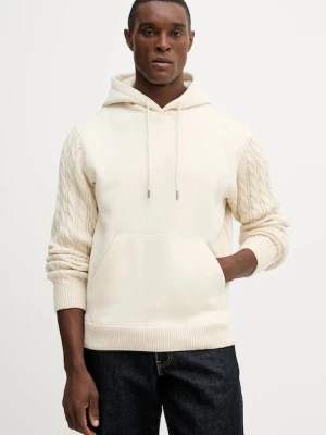 Guess bluza męska kolor kremowy z kapturem gładka M5BQ15 K0981