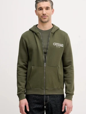 Guess bluza męska kolor zielony z kapturem z aplikacją M5BQ48 K9Z21