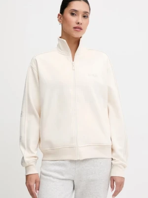 Guess bluza OCTAVIA damska kolor beżowy z kapturem z aplikacją V5BQ15 KCX22