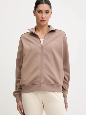 Guess bluza OCTAVIA damska kolor beżowy z kapturem z aplikacją V5BQ15 KCX22