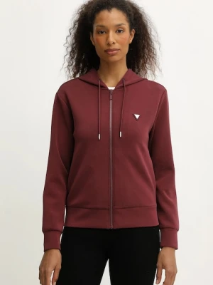 Guess bluza OLYMPE damska kolor bordowy z kapturem gładka V4YQ06 KCAY2