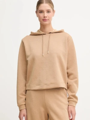 Guess bluza PEONY damska kolor beżowy z kapturem gładka V5YQ04 KBSL2