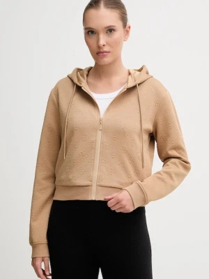 Guess bluza PEONY damska kolor beżowy z kapturem gładka V5YQ06 KBSL2