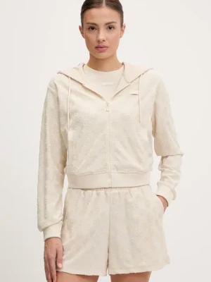 Guess bluza PEONY damska kolor beżowy z kapturem wzorzysta V5GQ00 KCT02