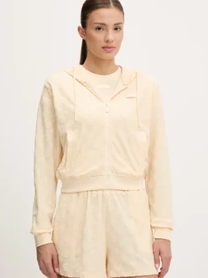 Guess bluza PEONY damska kolor beżowy z kapturem wzorzysta V5GQ00 KCT02