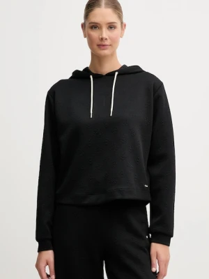 Guess bluza PEONY damska kolor czarny z kapturem gładka V5YQ04 KBSL2