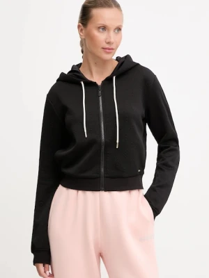 Guess bluza PEONY damska kolor czarny z kapturem gładka V5YQ06 KBSL2
