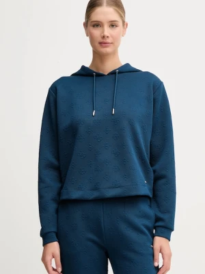 Guess bluza PEONY damska kolor niebieski z kapturem gładka V5YQ04 KBSL2