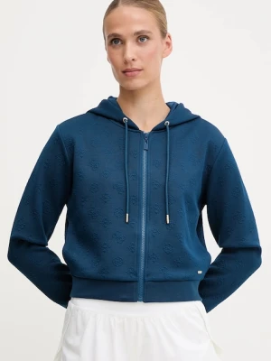 Guess bluza PEONY damska kolor niebieski z kapturem gładka V5YQ06 KBSL2