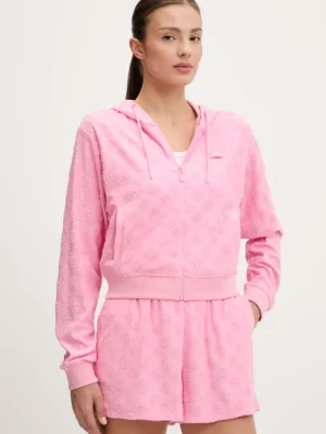 Guess bluza PEONY damska kolor różowy z kapturem wzorzysta V5GQ00 KCT02