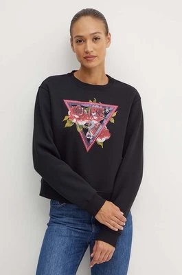 Guess bluza ROSES damska kolor czarny z aplikacją W4YQ26 K9Z21