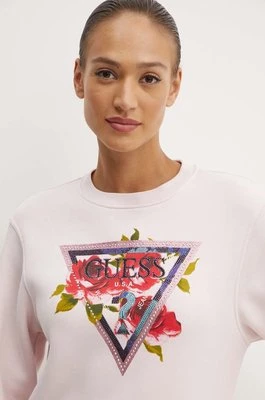 Guess bluza ROSES damska kolor różowy z aplikacją W4YQ26 K9Z21