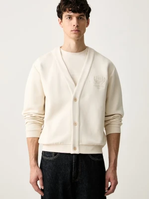 Guess bluza rozpinana męska z bawełną HERALD beżowy
