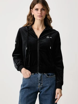 Guess bluza rozpinana z kapturem damska welurowa AMALIA czarny