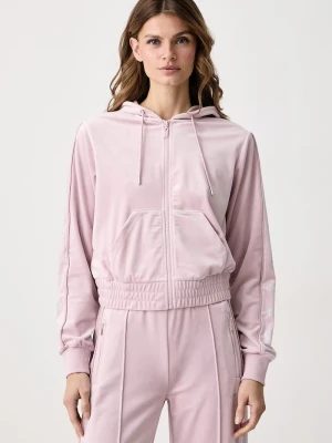 Guess bluza rozpinana z kapturem damska welurowa AMALIA różowy