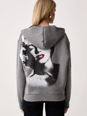 Guess bluza rozpinana z kapturem damska x MARILYN MONROE szary