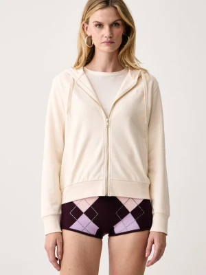Guess bluza rozpinana z kapturem damska z bawełną SOFIA beżowy