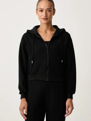 Guess bluza rozpinana z kapturem damska z wiskozą BRIANNA czarny