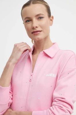 Guess bluza SKYLAR damska kolor różowy z aplikacją V4GQ06 K8802