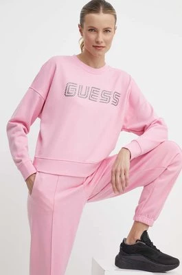 Guess bluza SKYLAR damska kolor różowy z aplikacją V4GQ07 K8802