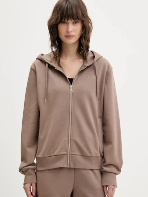 Guess bluza SOFIA damska kolor brązowy z kapturem gładka O5RQ01 KCO31