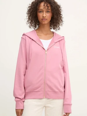 Guess bluza SOFIA damska kolor różowy z kapturem gładka O5RQ01 KCO31