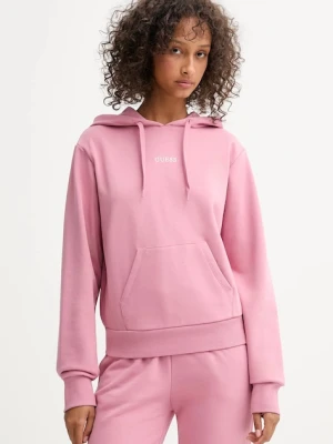 Guess bluza SOFIA damska kolor różowy z kapturem gładka O5RQ02 KCO31