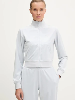 Guess bluza welurowa COUTURE damska kolor niebieski gładka V3BQ22 K0232