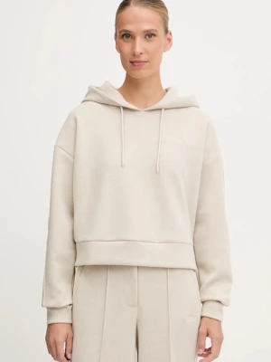 Guess bluza z domieszką wełny MURIEL damska kolor beżowy z kapturem z aplikacją V5BQ14 KCX52