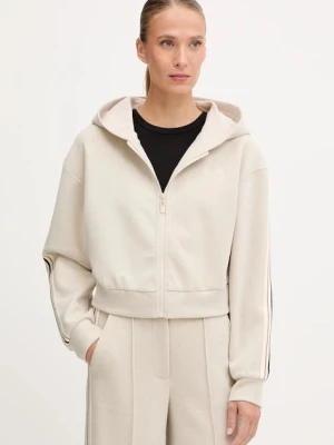 Guess bluza z domieszką wełny MURIEL damska kolor beżowy z kapturem z aplikacją V5BQ17 KCX52