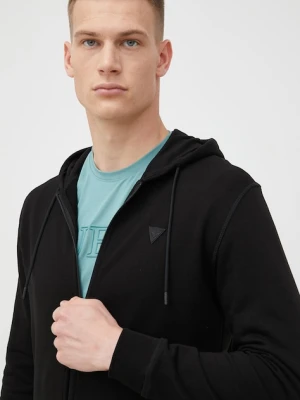 Guess bluza z kapturem męska z bawełną ALDWIN czarny