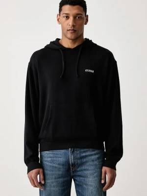 Guess bluza z kapturem męska z wiskozą MARLON czarny