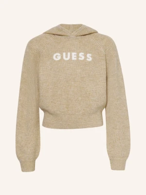 Guess Bluza Z Kapturem Z Dzianiny beige
