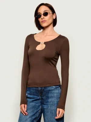 GUESS Bluzka Camryn | Slim Fit brązowy