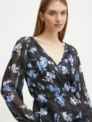 Guess bluzka damska kolor czarny wzorzysta W5RH19 WGWV2