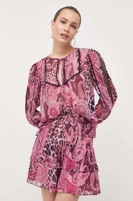 Guess bluzka damska kolor fioletowy wzorzysta