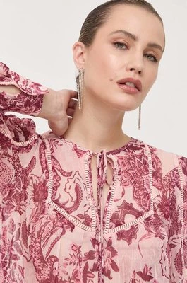 Guess bluzka damska kolor różowy wzorzysta