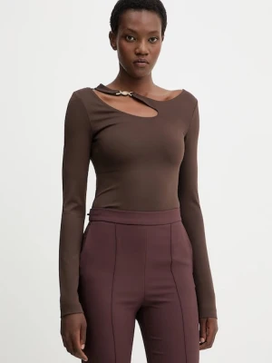 Guess bluzka ELEANOR damska kolor brązowy z aplikacją W5BP18 KC7M2