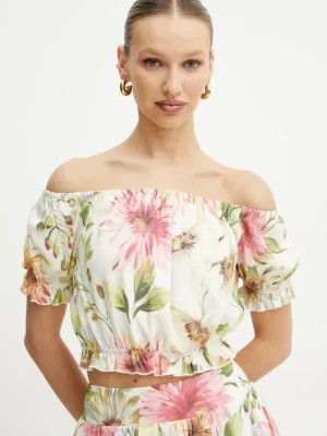 Guess bluzka ELODIE damska kolor beżowy wzorzysta W5GH61 WH4S2
