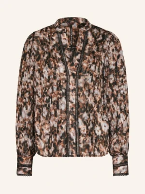 Guess Bluzka Josette Z Plisami I Koronką Ażurową braun